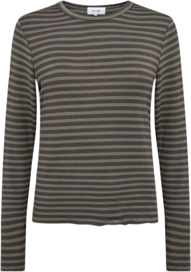 Levete room Lrika 11 Kvinde L770c - Black Olive Combi Kortærmede T-shirts Str XS - hos Magasin