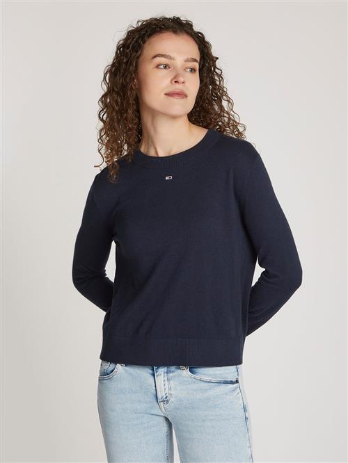 Se Tommy Hilfiger TJW Essential Crew Neck Sweater Kvinde Dark Night Navy Langærmede Bluser Str L - hos Magasin ved Magasin