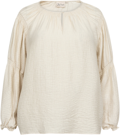 Wasabiconcept Curvy Wacaysa 7 Bluse Creme Kvinde 1620 Cream Langærmede Bluser Str 46/46 - Nylon hos Magasin