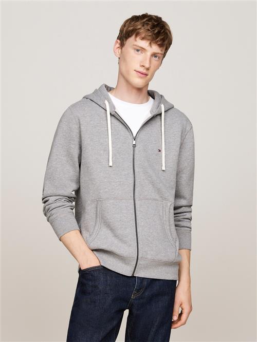 Se Tommy Hilfiger Essential Fleece ZIP Through Mand Medium Grey Heather Hoodies Str L - hos Magasin ved Magasin