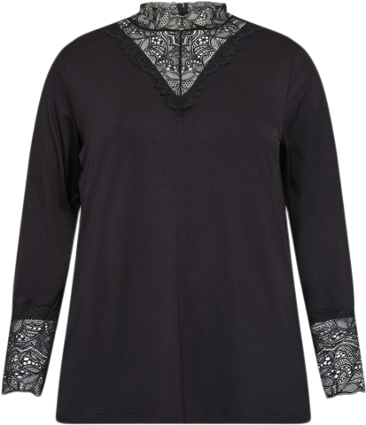 Wasabiconcept Curvy Wastella 8 Bluse Sort Kvinde 9999 Black Langærmede Bluser Str 42/44 - Elastan hos Magasin