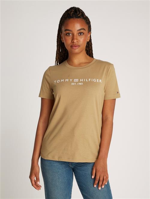 Tommy Hilfiger REG Corp Logo CNK SS Kvinde Safari Canvas Kortærmede T-shirts Str XL - hos Magasin