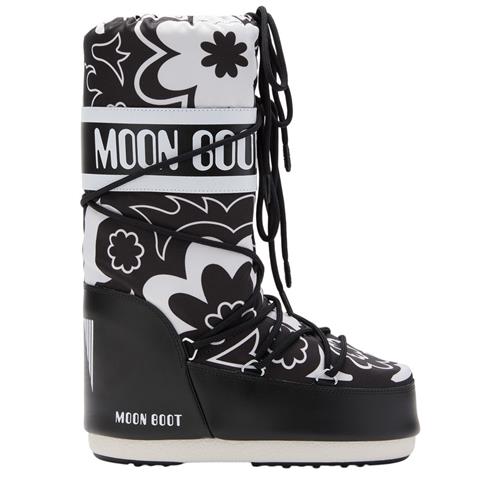 Moon Boot Ikon Sne støvler Flower Black/White | Sort | 27-30 EU