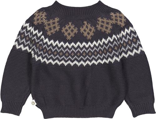 Müsli by Green Cotton Knit Jacquard Sweater Baby Str 98 - Mystery Blue Cardigans Bomuld hos Magasin