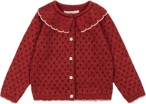 Konges Sløjd Holiday Knit Cardigan Str 7-8Y - Red Dahlia Cardigans Polyester hos Magasin