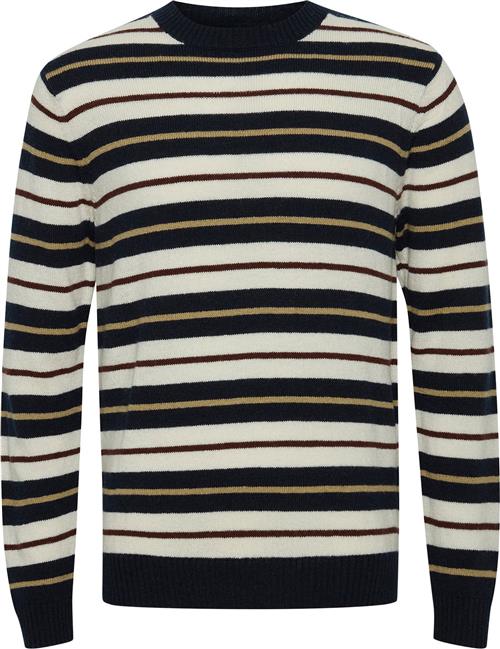 Casual Friday Cfkarl Striped Crew Neck Knit Mand Dark Navy Sweaters Regular Fit Str M - hos Magasin