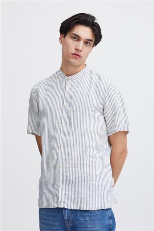 Casual Friday Cfanton SS Linen Striped Shirt Mand Ecru Kortærmede Skjorter Str XXL - hos Magasin