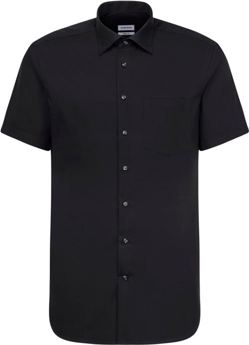 Seidensticker Business Shirt Regular Short Sleeve Kentcollar Uni Mand Black Kortærmede Skjorter Regular Fit Str 40 - hos Magasin