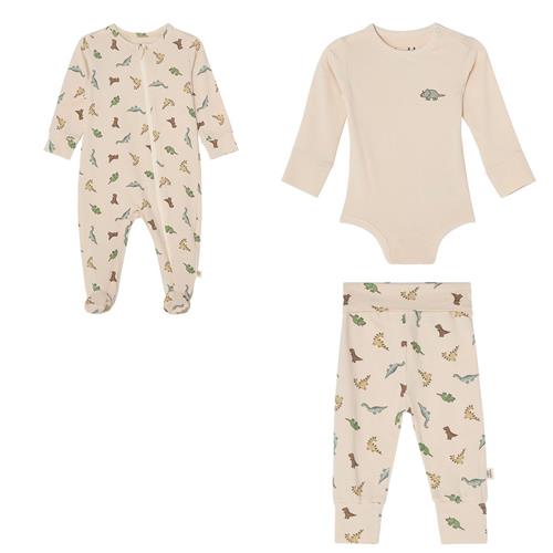 Buddy & Hope GOTS Lukas Nyfødt Sæt Dinosaur 50/56 cm  Hvid Dyr 50/56 cm  Unisex