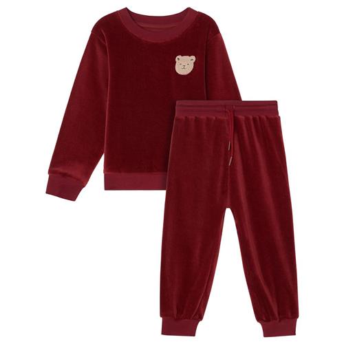 Buddy & Hope Robin Velour Sæt med Bear Patch i Merry Red | Rød | 62/68 cm