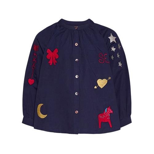 Sissel Edelbo Jule Mini Broderet Top Navy | Marine blå | 1-2 years