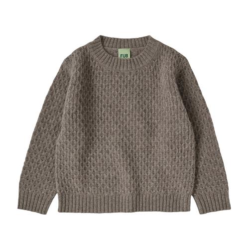 FUB Lamswool Crew-neck Sweater i Hazel Melange | Brun | 110 cm