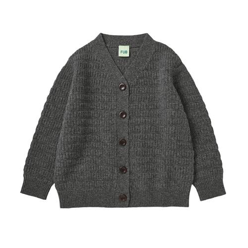 FUB Lambswool Cardigan Grey Melange | Grå | 140 cm