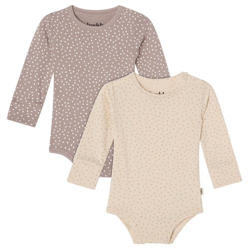 Buddy & Hope Petter Baby Body 2-pack Beige/Taupe Dots | Beige | 50/56 cm