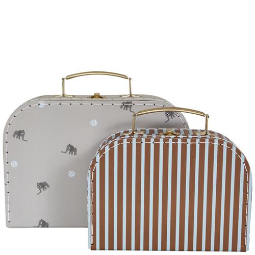 OYOY 2-pak Elephant & Stripe Mini Rejsetasker | Blå | 0