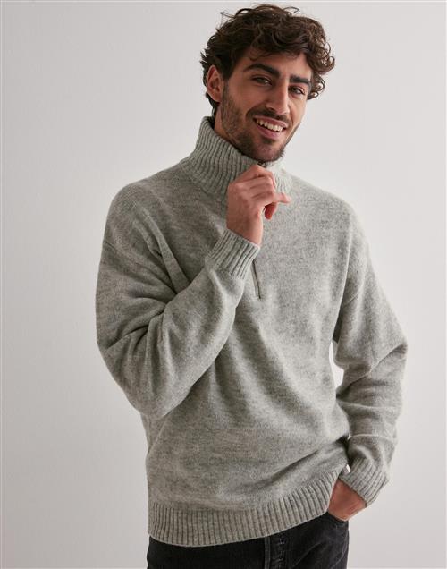 Jack & Jones Jorollie Knit Half Zip Sn Striktrøjer Grå