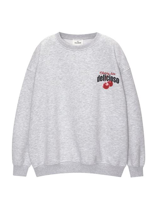 Pull&Bear Sweatshirt  grå-meleret / rød / sort