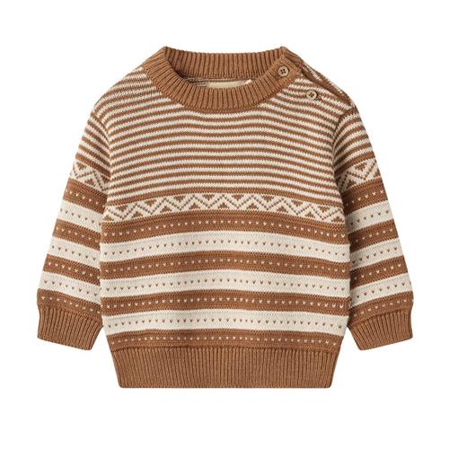 Wheat GOTS Janus Strikket Baby Sweater Caramel | Brun | 74 cm