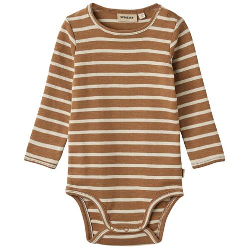 Wheat GOTS Berti Stribet Babybody Sort | Brun | 74 cm