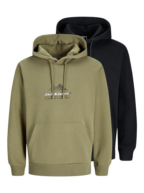 Se JACK & JONES Sweatshirt 'JCOLIMA'  khaki / sort / hvid ved About You