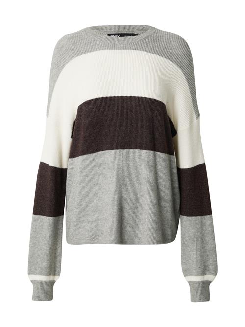 ONLY Pullover 'ONLATIA'  mørkebrun / grå-meleret / hvid