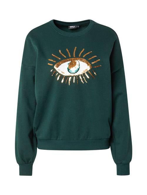 Se ONLY Sweatshirt 'ONLCHRISSY'  guld / mørkegrøn / hvid ved About You