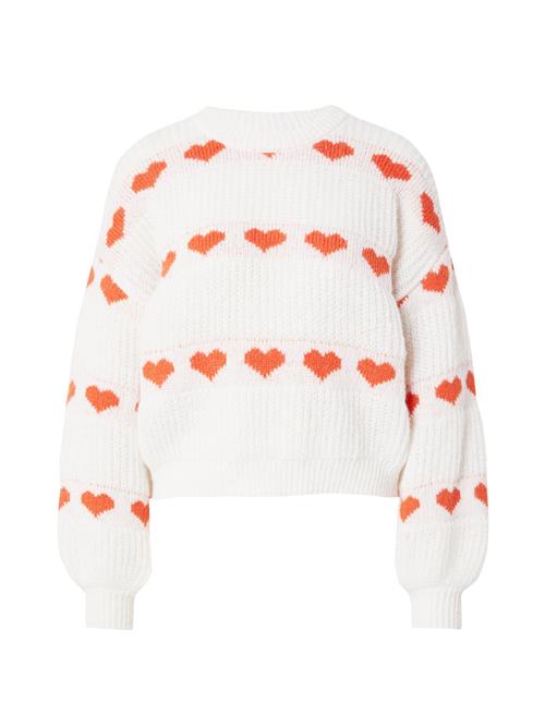 PIECES Pullover 'PCNOVE'  orange / hvid