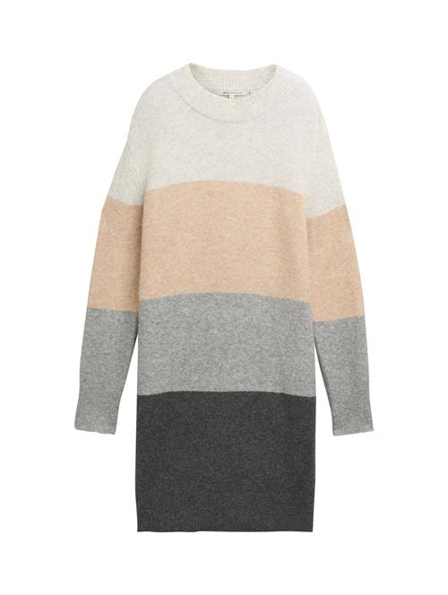 TOM TAILOR DENIM Strikkjole  beige / grå / mørkegrå / hvid