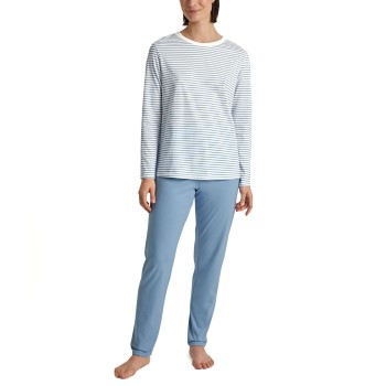 Se Calida Cotton Stripes Long Pyjama Lyseblå Stribe bomuld Small Dame ved Timarco