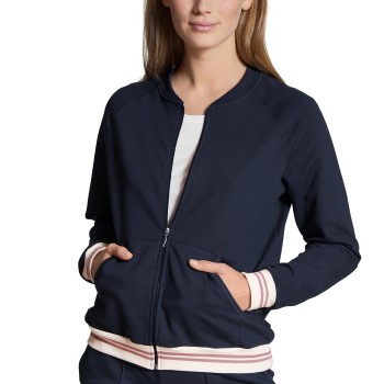 Calida Favourites Lounge Zip-up Jacket Marineblå bomuld Large Dame