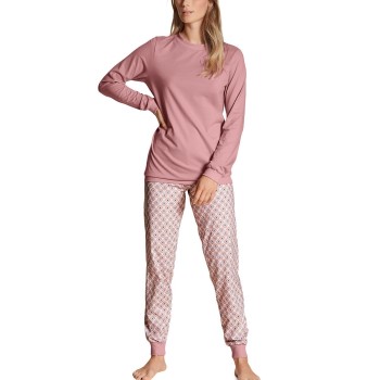 Calida Lovely Nights Pyjama With Cuff Rosa Mønster  bomuld Small Dame