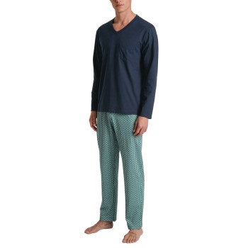 Se Calida Relax Imprint 3 Long Pyjama Blå/Grøn bomuld Small Herre ved Timarco