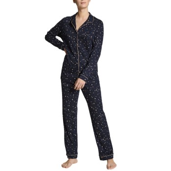 Se Calida Winter Dreams Pyjama Set Marine Stribet bomuld Medium Dame ved Timarco