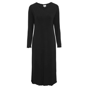 Damella Bamboo Plain Long Sleeve Nightdress Sort Bambus Medium Dame