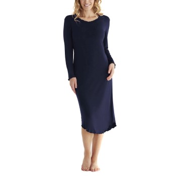 Se Damella Bamboo Plain Long Sleeve Nightdress Marineblå Bambus Large Dame ved Timarco