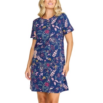 Damella Cotton Short Sleeve Nightdress Blå Mønster bomuld Small Dame