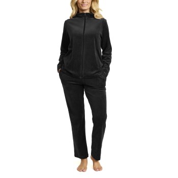 Damella Velour Plain Suit Sort X-Large Dame