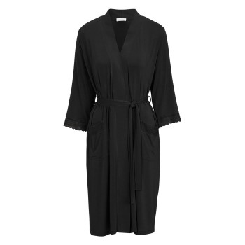 Damella Viscose Plain Lace Robe Sort viskose X-Large Dame