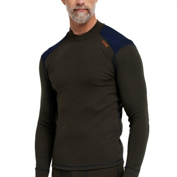 Dovre Folded Collar Baselayer Militærgrøn  uld Small Herre