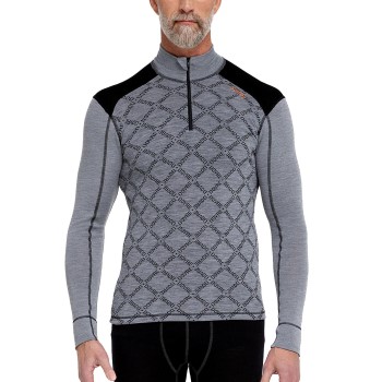 Dovre Half Zip Jacquard Baselayer Grøn Mønster uld Medium Herre