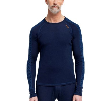 Dovre Jacquard Baselayer Marineblå uld Small Herre