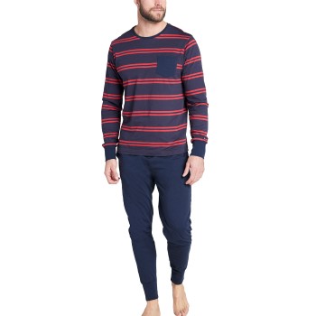 Jockey Cotton Pyjama Knit Blå/Rød bomuld Small Herre