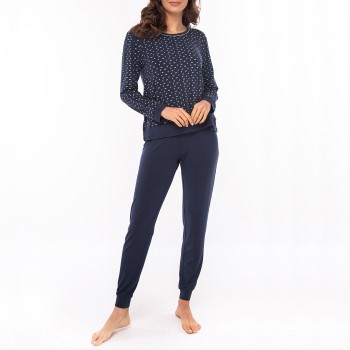 Lady Avenue Bamboo Long Sleeve Pyjamas Marine mønster Bambus Large Dame