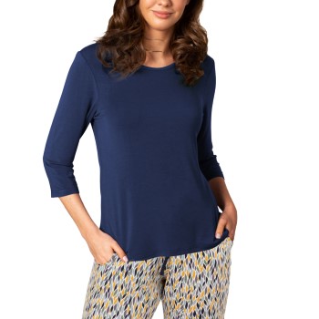 Lady Avenue Bamboo Pyjamas Three Quarter Sleeve Marine mønster Bambus Large Dame