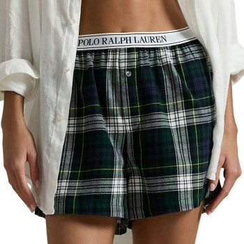 Polo Ralph Lauren Cozy Flannel Boxer Sort/Grøn bomuld Small Dame