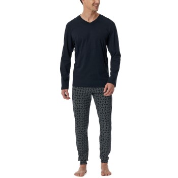 Schiesser Casual Essentials Long Sleeve Pyjamas Mørkblå bomuld 48 Herre