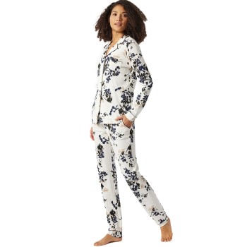 Schiesser Contemporary Nightwear Interlock Pyjama Sort/Hvid 40 Dame