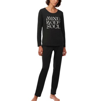 Triumph Long Sleeve Pyjama Set Sort bomuld 44 Dame