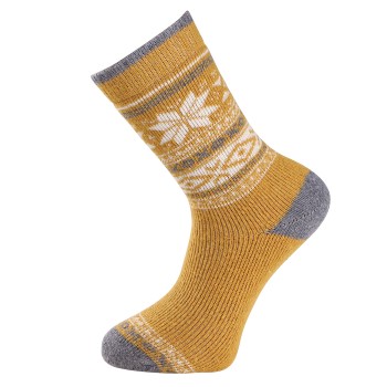 Trofé Trofe Knitted Patterned Wool Sock Strømper Gul Str 35/38 Dame