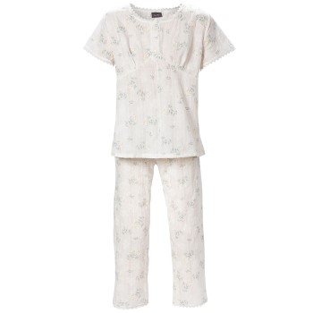 Trofé Trofe Romantic Floral Pyjama Hvid bomuld Large Dame